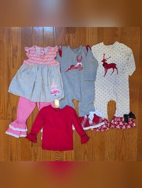 Ricrac & Ruffles Bundle Christmas Prints Girls 24 Months Vguc
